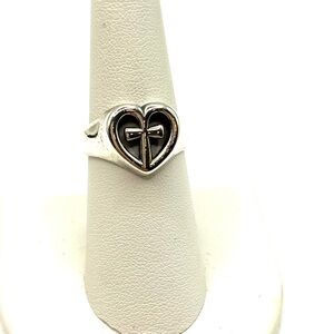 Retired James Avery Ring Eternal Love Heart Cross Sterling Silver 925 Size 8